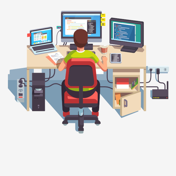 Programmer at computer desk